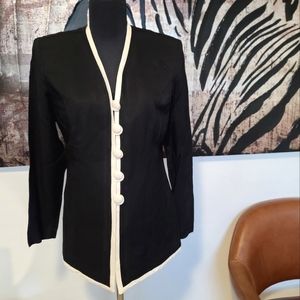 Black and white vintage 80s blouse